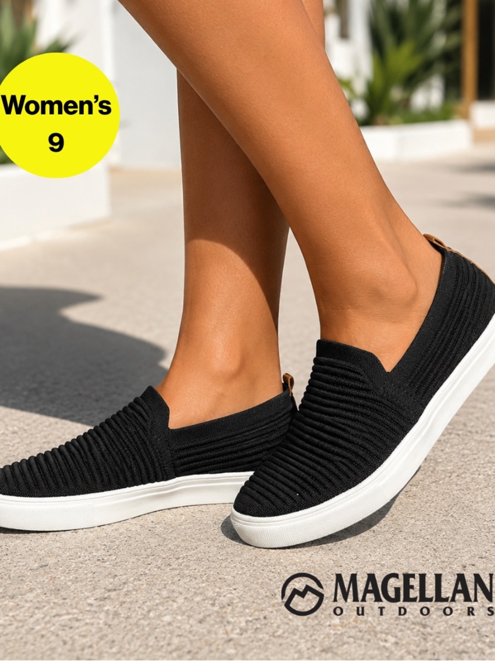 2/for $20 🪩 MAGELLAN Outdoors Black Knit Slip-On Sneakers (Women’s 9)